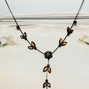 VintageDiaphane Paris Bronze Color Filigree Necklace w/Intricate Stones